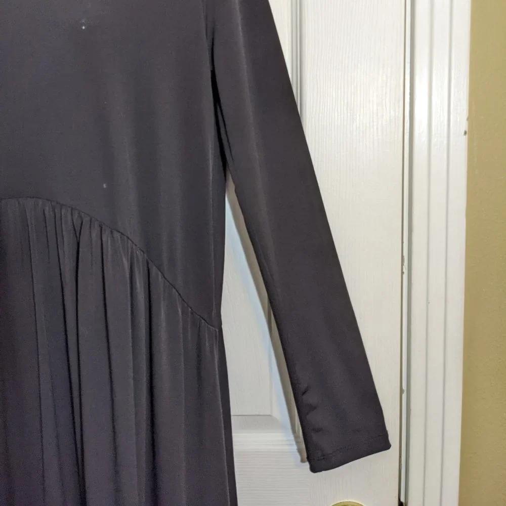 Zara Black Mock Neck Long Sleeve Drop Waist Midi Length Dress - size M - Picture 4 of 12